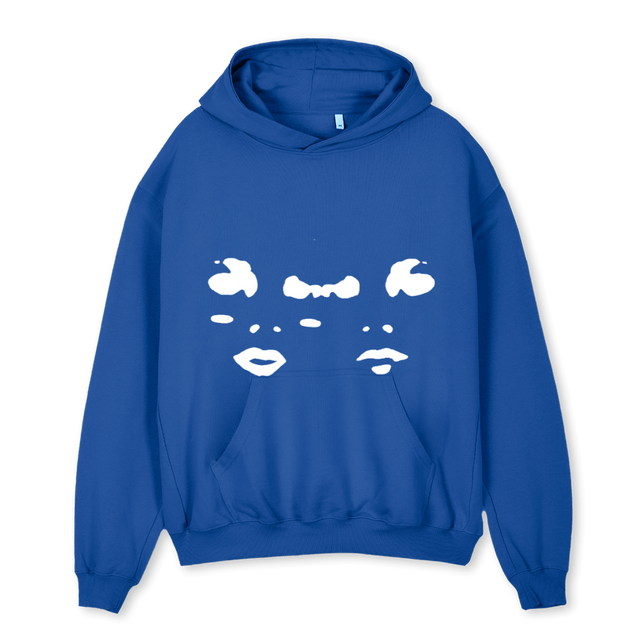 TWOFACE STAINED BLUE Cobalt Blue Oversized Hoodie.