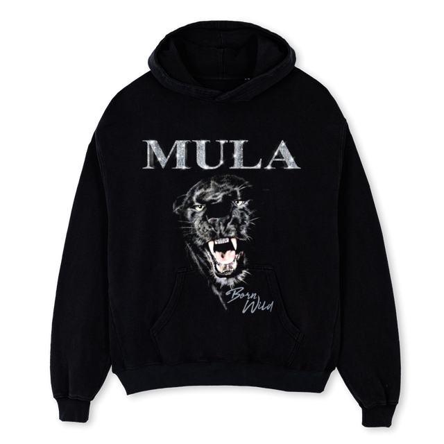 PANTHER MULA Black Oversized Hoodie.