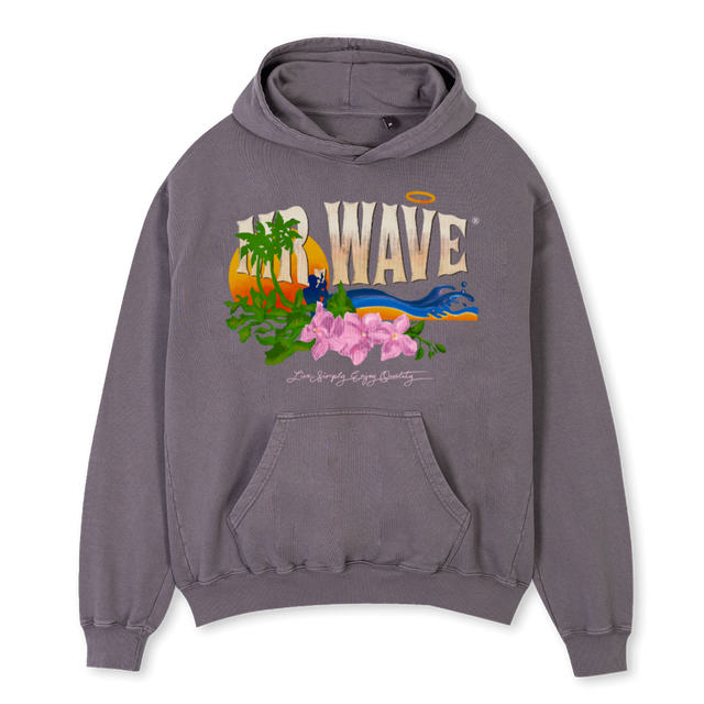 WAVE RESORT GREY Pigment Grey Oversized Hoodie.