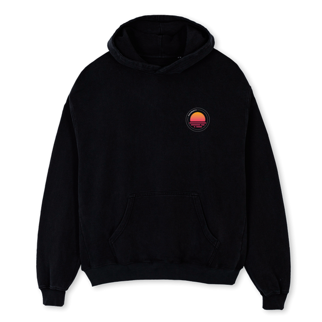 SOLLOTIFUL BEACH Black Oversized Hoodie.