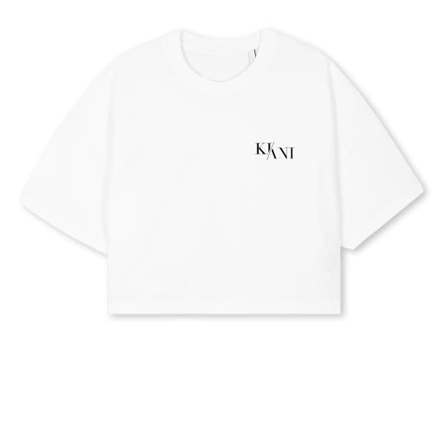 KIANI CROPPED T White Cropped Oversized Tee.