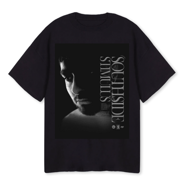 SOUTHSIDESTIMULUSBW Black Oversized Tee.