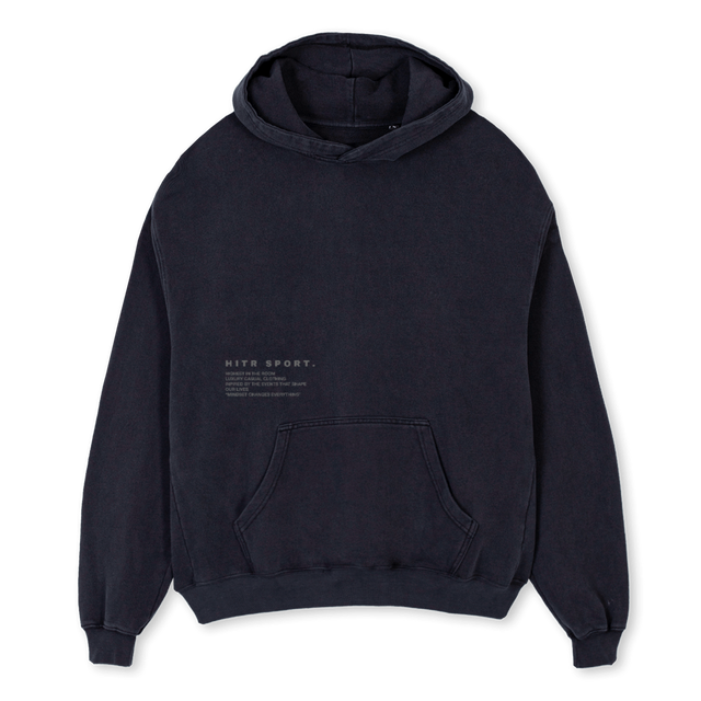 HITR TEXT HOODIE Vintage Black Oversized Hoodie.