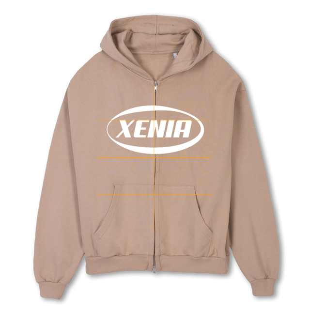 XEN ZIP Croissant Oversized Zipped Hoodie.