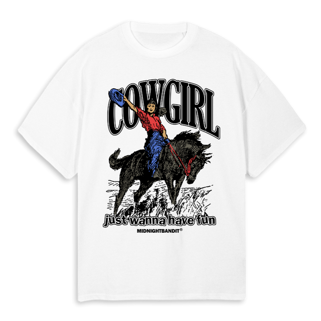 COWGIRL White Oversized Tee.