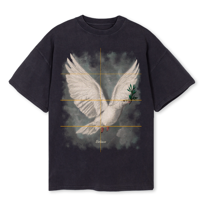 SOLACE PEACE DOVE TE Vintage Black Oversized Tee.