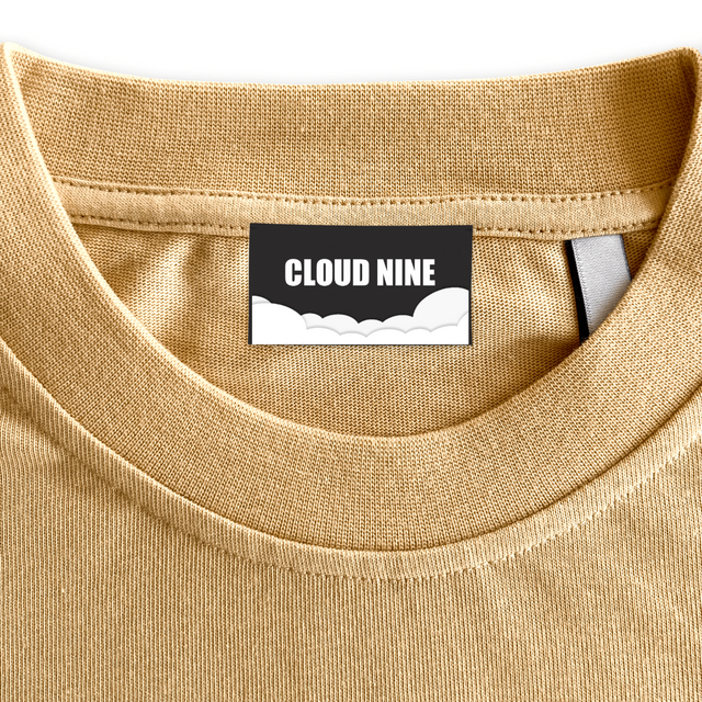 CLOUD NINE Custom Woven Neck Label.