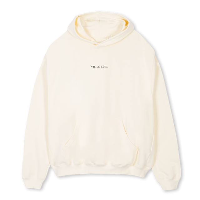 LIVETRAVELHOODIE Cream Oversized Hoodie.