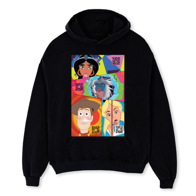 TRIP FANTASY Black Oversized Hoodie.