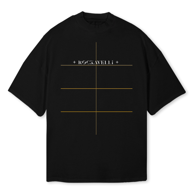 WRXONE Black Oversized Mock Neck Tee.