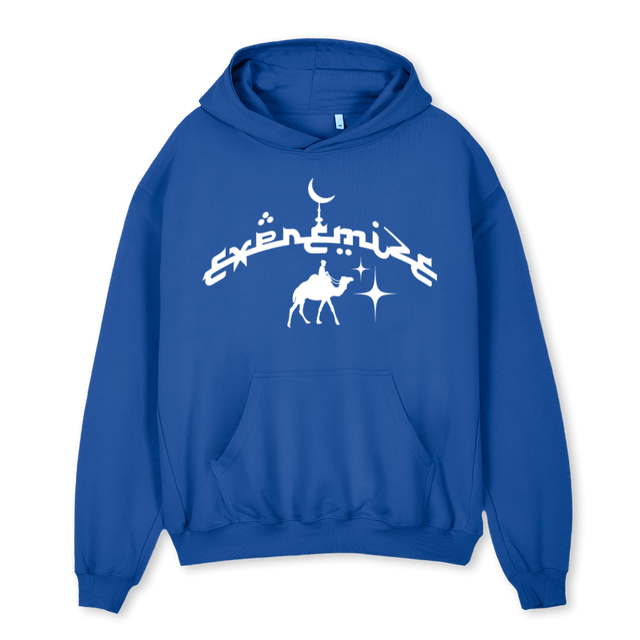 ARAB PULLOVER Cobalt Blue Oversized Hoodie.