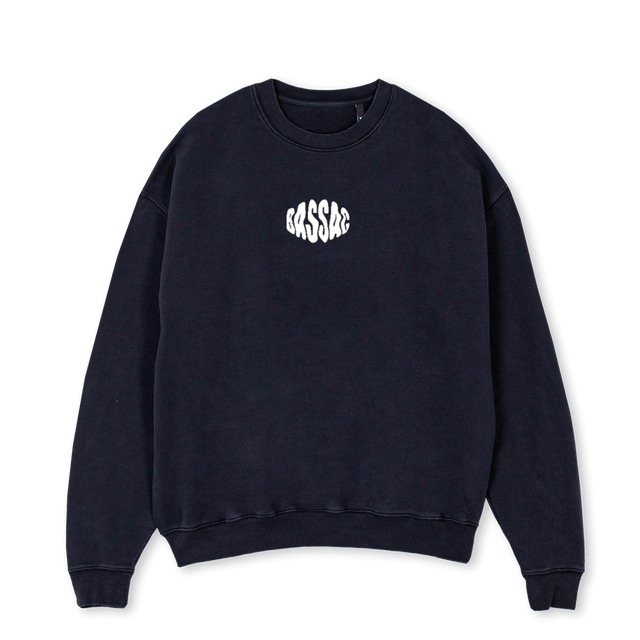 AQUA Vintage Black Oversized Crewneck Sweater.