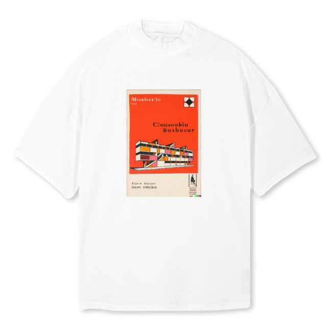 CORBUSIER White Oversized Mock Neck Tee.