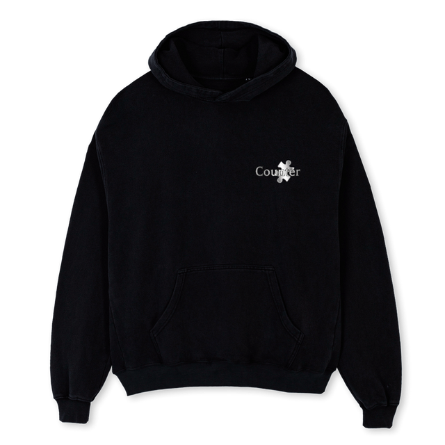 SHATTERD SHOT Black Oversized Hoodie.