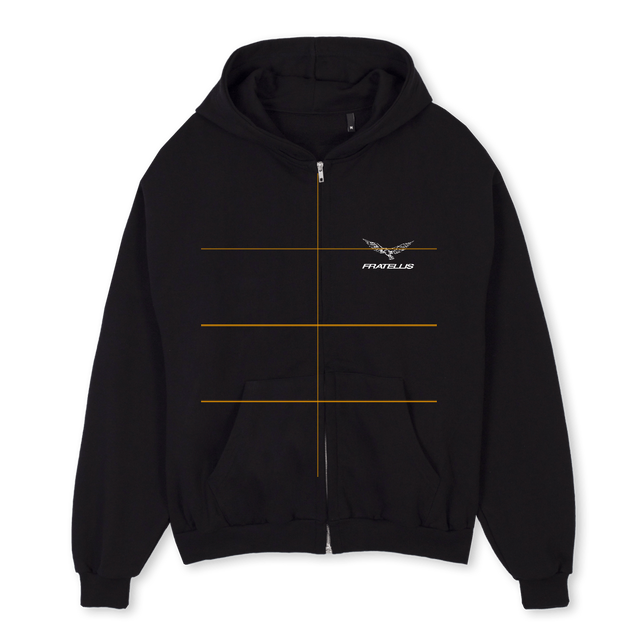 FRATELLISCLUBZIPHOOD Black Oversized Zipped Hoodie.