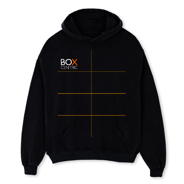 BOXCENTRIBLACK Black Oversized Hoodie.