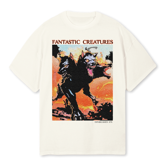 HELL HOUND FC TEE Cream Oversized Tee.