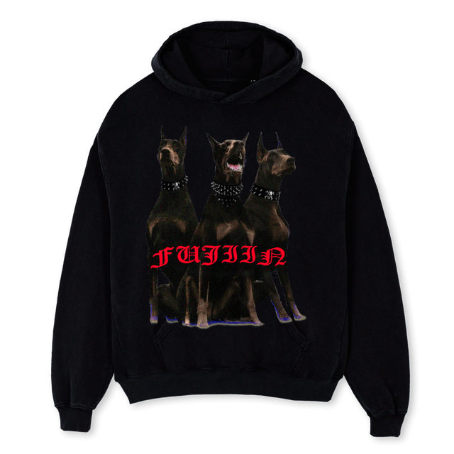 DOBBERMAN HOODIE Black Oversized Hoodie.