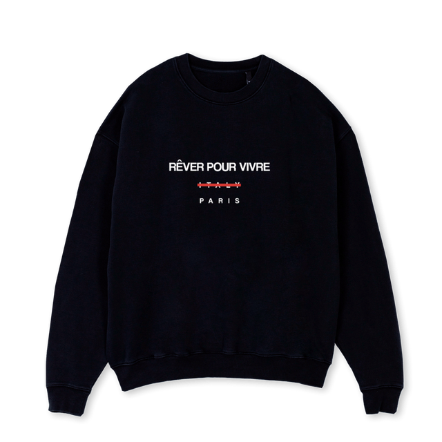 NOTITALY Black Oversized Crewneck Sweater.