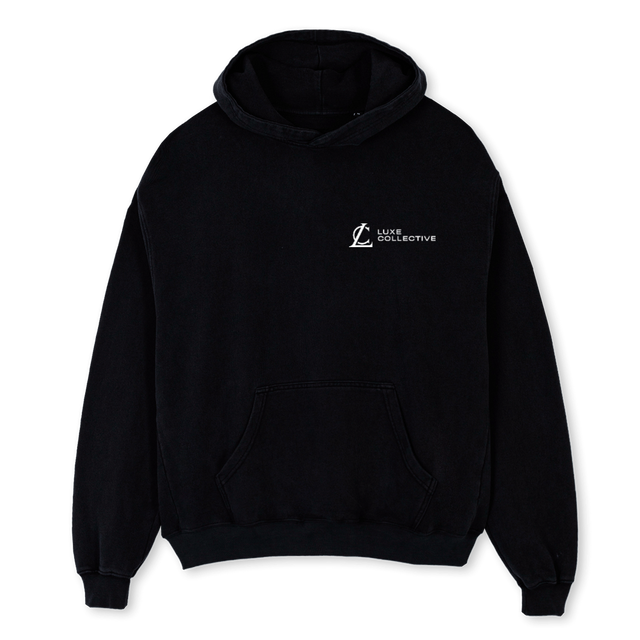 LUXE STAFF H Black Oversized Hoodie.