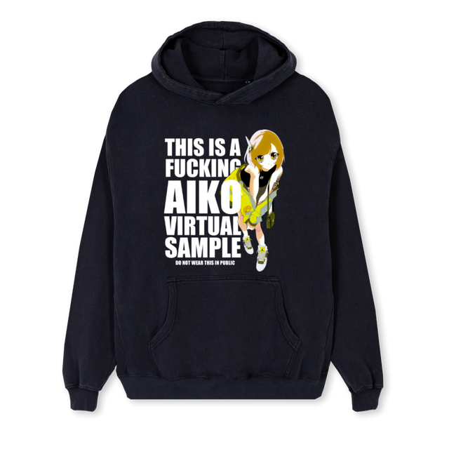 AIKO VIRTUAL RH Vintage Black Regular Hoodie.