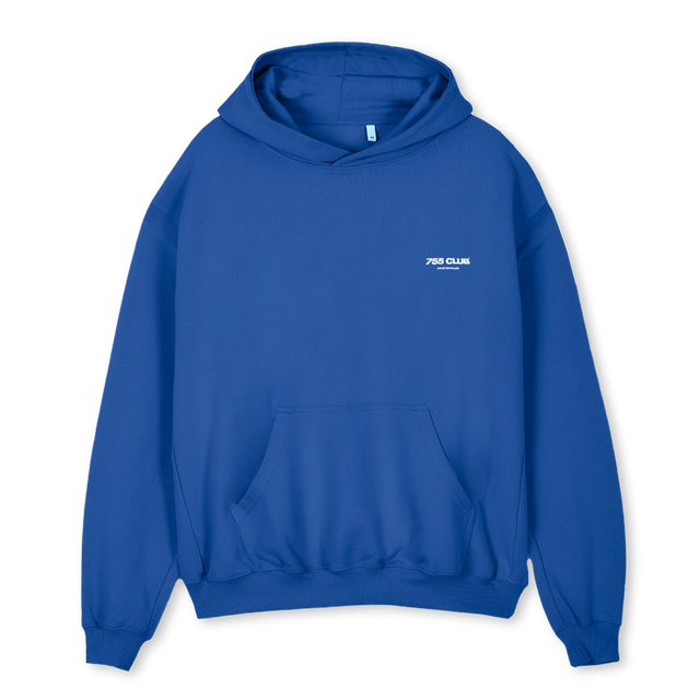 BACK TEXT Cobalt Blue Oversized Hoodie.