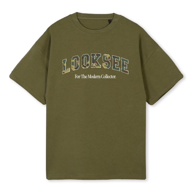 VARSITY CAMO Kaki Oversized Tee.