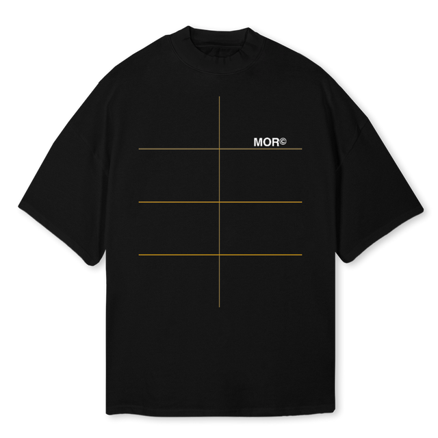 BLCK SHIRT Black Oversized Mock Neck Tee.