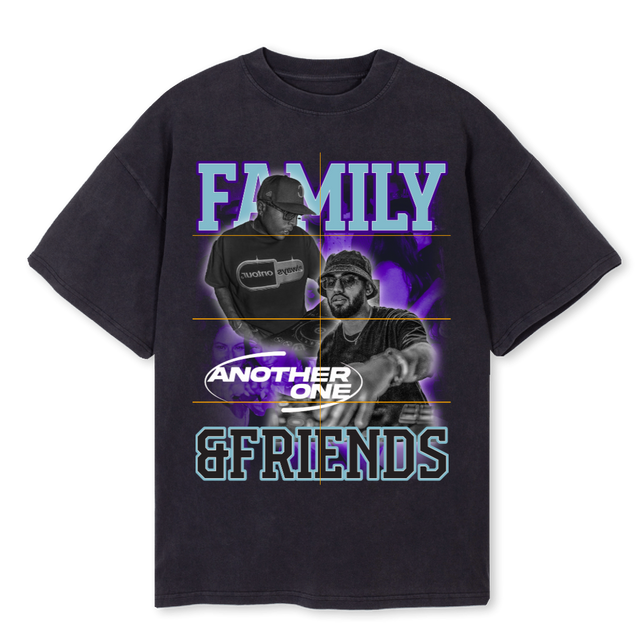 FAMILYNFRIENDS Vintage Black Oversized Tee.