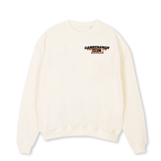 GAMECHANGR CLUB SWEA Cream Oversized Crewneck Sweater.