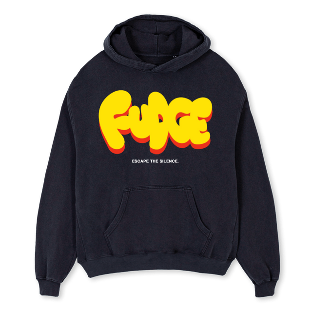 FUDGETWO Vintage Black Oversized Hoodie.
