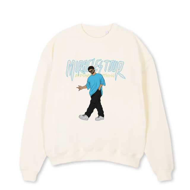 TOUR CREW NECK Cream Oversized Crewneck Sweater.