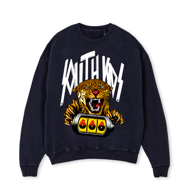 TIGER CREWNECK Vintage Black Oversized Crewneck Sweater.