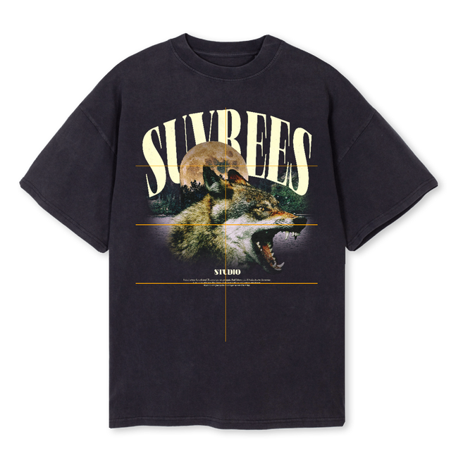 WOLFPACK SHIRT Vintage Black Oversized Tee.