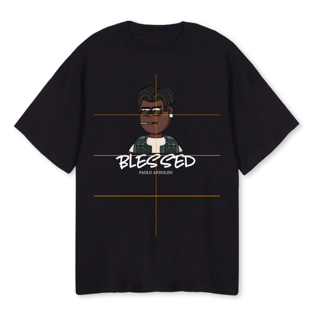 BLESSED T M A Black Oversized Tee.