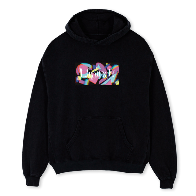 LAPINCH BOXLOGO BLK Black Oversized Hoodie.