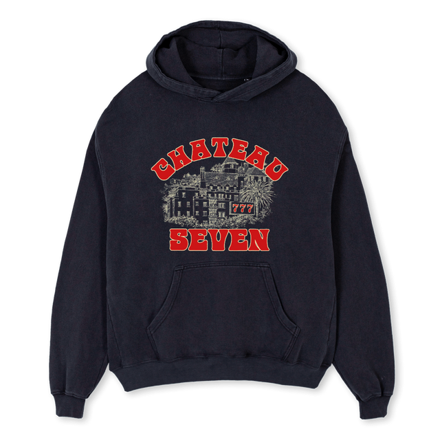 CSEVENVINBLK Vintage Black Oversized Hoodie.