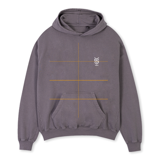YSPT BASIC GREY Pigment Grey Oversized Hoodie.