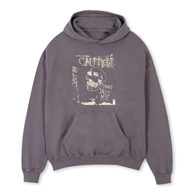 DONT DROP ME Pigment Grey Oversized Hoodie.