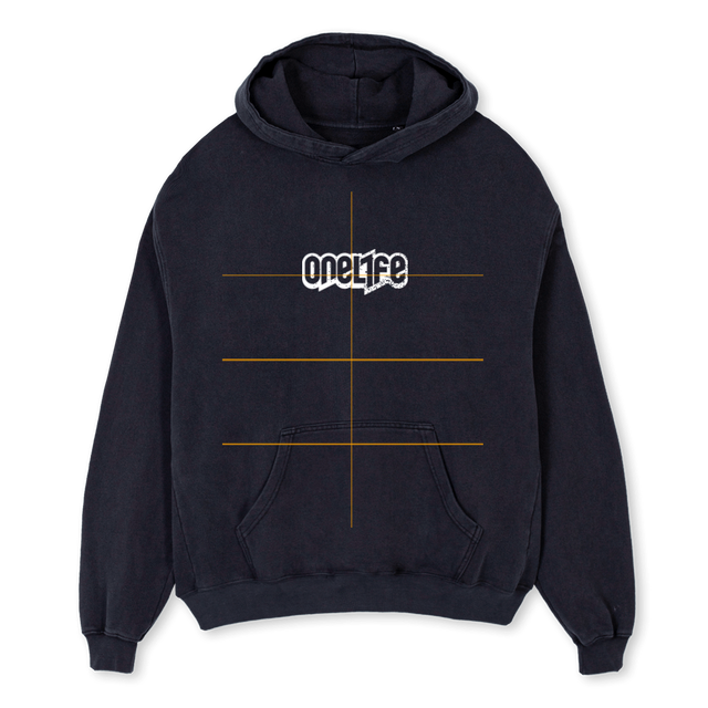 ONELIFE SAMPLE L Vintage Black Oversized Hoodie.