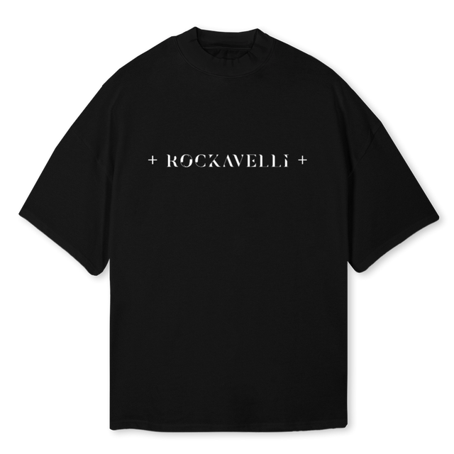 SIGNATURE T Black Oversized Mock Neck Tee.