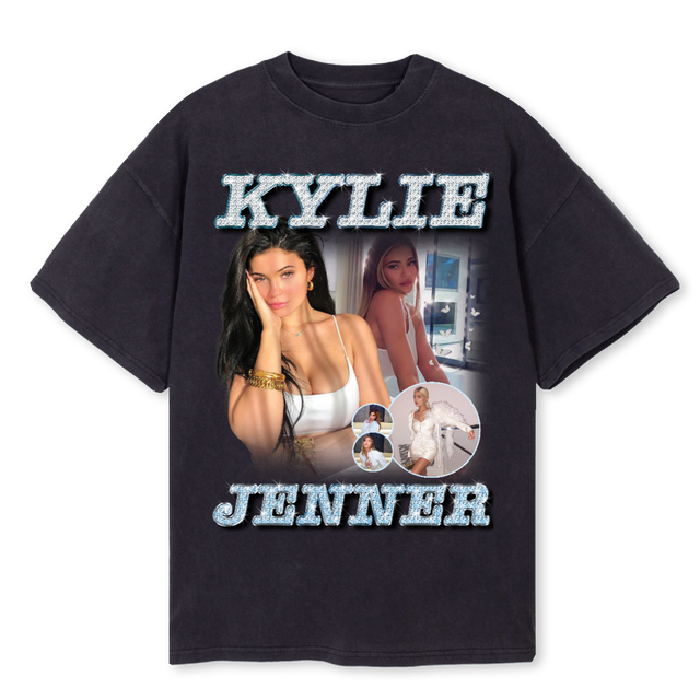 KYLIE Vintage Black Oversized Tee.