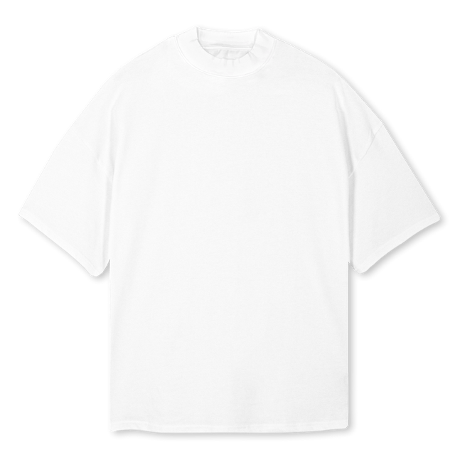 WELCOME TO PRAGUE White Oversized Mock Neck Tee.