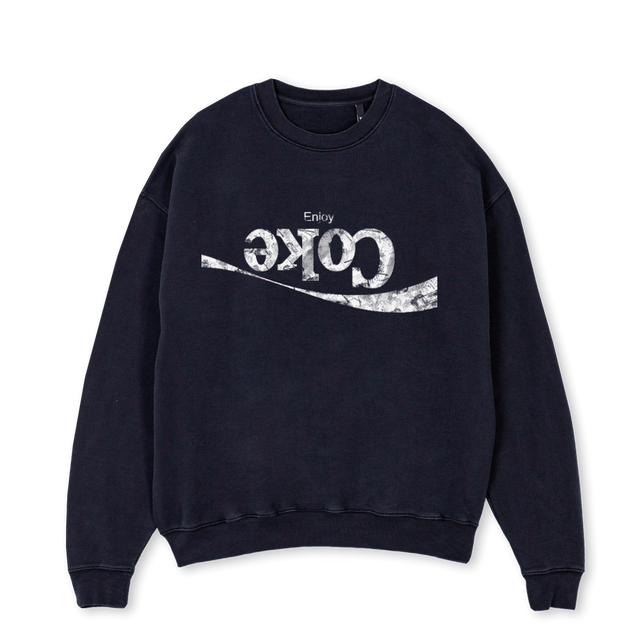 ENJOY COKE Vintage Black Oversized Crewneck Sweater.
