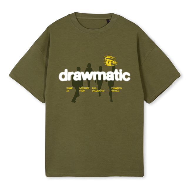 DRAMATIC WORLD Kaki Oversized Tee.