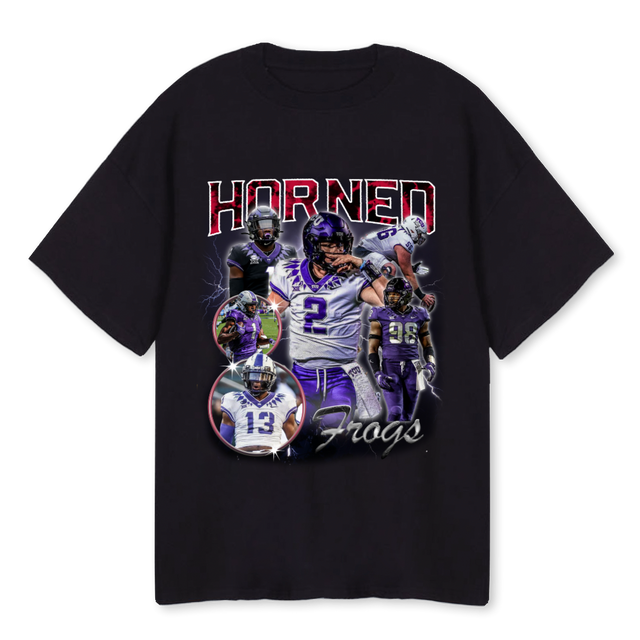 TCUHORNEDFROGS Black Oversized Tee.