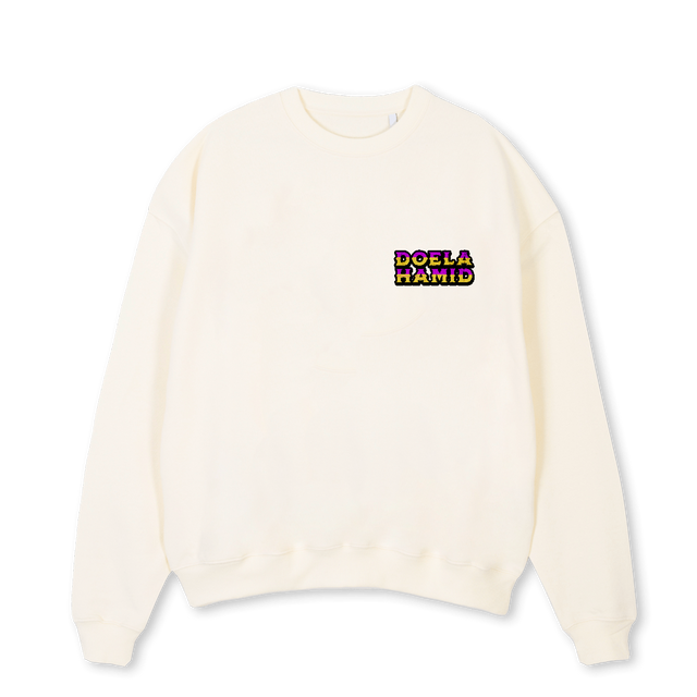CLEAR YOUR HEAD Cream Oversized Crewneck Sweater.