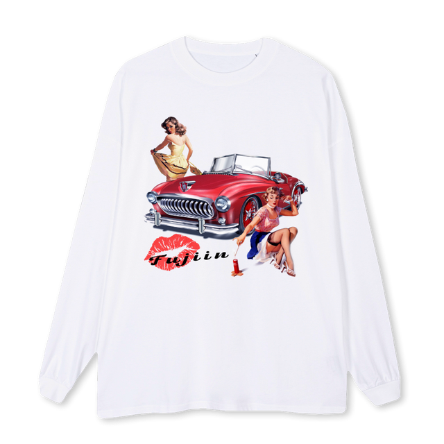 RETRO SLEEVE White Oversized LS Tee.