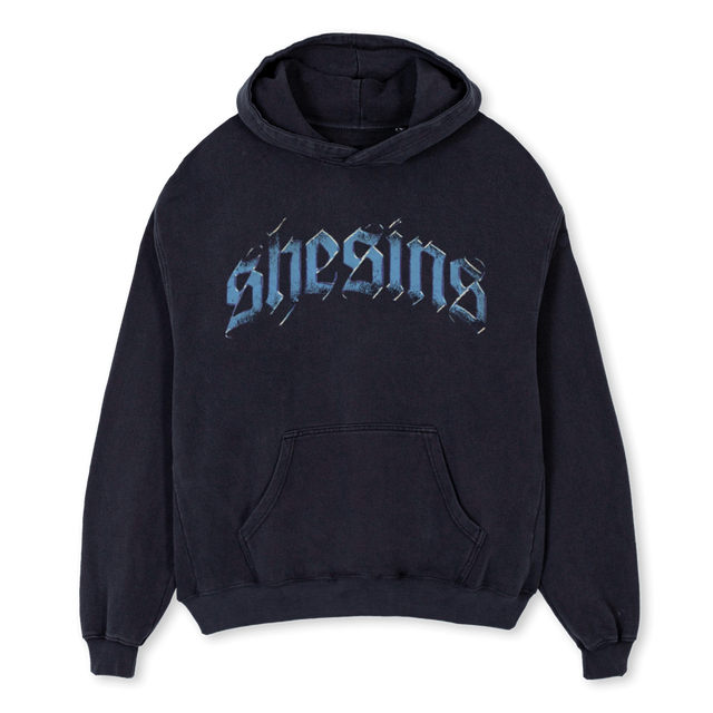 SHESINS BLUE Vintage Black Oversized Hoodie.