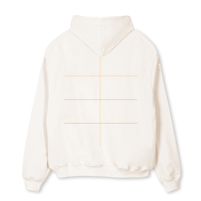 QNTM LABS V Vintage White Oversized Hoodie.
